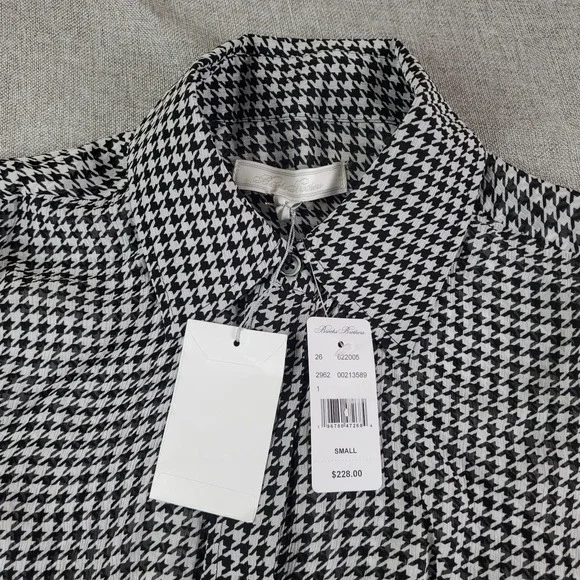 BROOKS BROTHERS Shirt Womens Small Relaxed Houndstooth Blouse Chiffon New - Picture 13 of 16